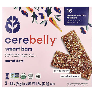 Cerebelly Smart Bars Organic Toddler Bars Carrot Date 5 шт. 0.84 oz (24 g) each