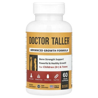 Doctor Taller™, формула для роста, для детей 8+ и подростков, 60 веганских капсул