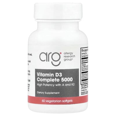 Витамин D3 Complete 5000, 60 вегетарианских мягких капсул от Allergy Research Group