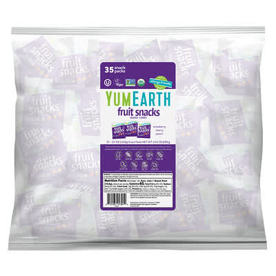 YumEarth безглютеновые фруктовые снеки, 35 упаковок, 0.7 oz (19.8 g) каждая
