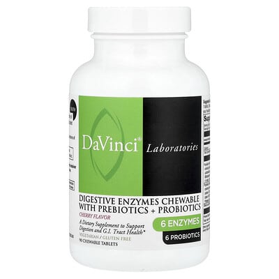 Жевательные таблетки с пребиотиками + пробиотиками DaVinci Laboratories, Cherry, 90 шт