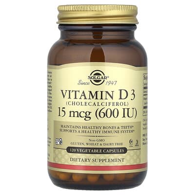 Vitamin D3 (Cholecalciferol), 15 mcg (600 IU), 120 вегетарианских капсул