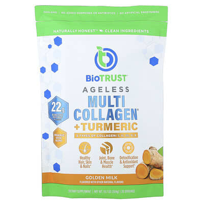 BioTRUST Ageless Multi Collagen® + Turmeric, Golden Milk, 10.7 oz (304 g)