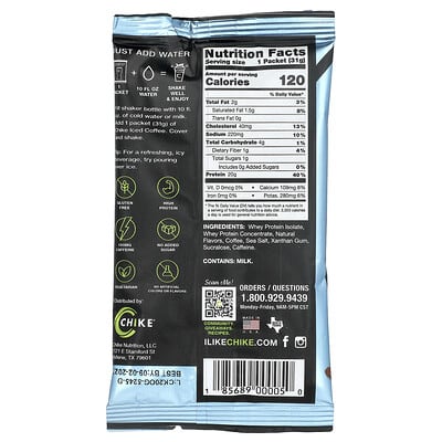 Chike Nutrition Протеиновый айс-кофе, Original, 12 пакетиков, 1.09 oz (31 g) каждый