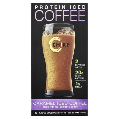 Protein Iced Coffee, Caramel, 12 Packets, 1.02 oz (29 g) Each