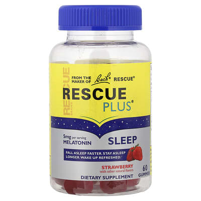 Rescue Plus®, жевательные мармеладки для сна, клубника, 60 шт (2.5 mg на мармеладку)