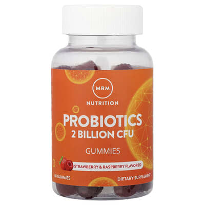 MRM Nutrition мармеладные конфеты с пробиотиками, клубника и малина, 60 штук