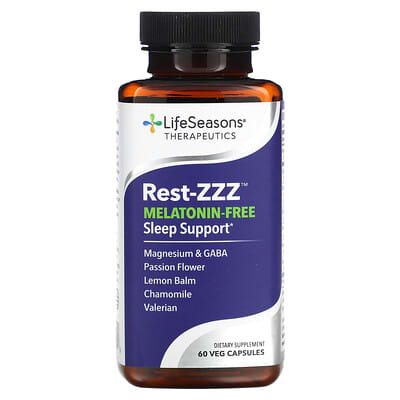 Средство для сна Rest-ZZZ, Melatonin-Free Sleep Support, 60 Veg Capsules