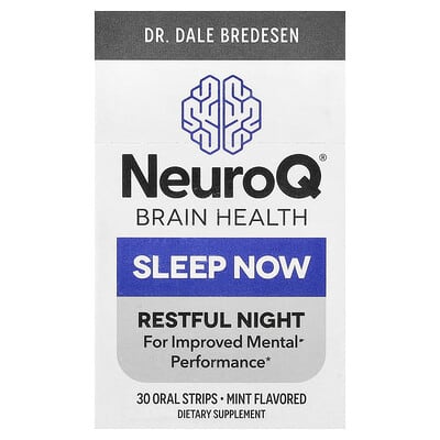 NeuroQ®, для здоровья мозга, для сна, мята, 30 оральных полосок