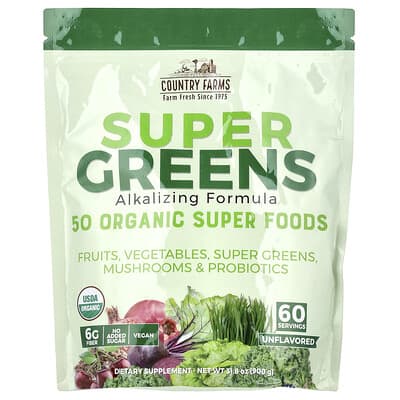 Super Greens, алкализирующая формула, без вкуса, 31.8 oz (900 g)