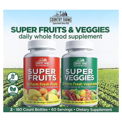Super Fruits & Super Veggies, 2 упаковки по 180 капсул