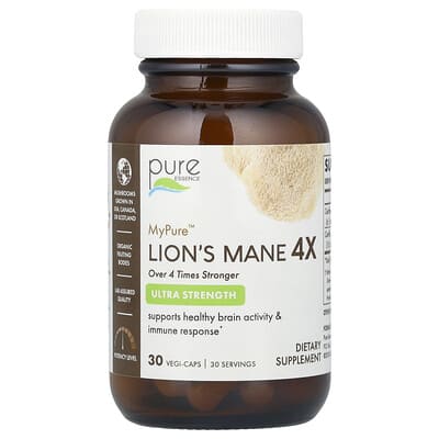 MyPure™, Lion's Mane 4X, Ultra Strength, 30 вегетарианских капсул