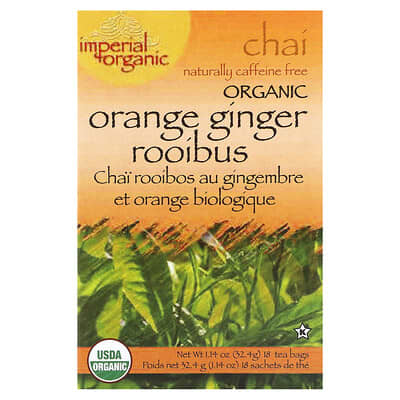 Imperial Organic, Orange Ginger Rooibus Chai, Caffeine Free, 18 Tea Bags, 1.14 oz (32.4 g)
