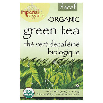 Imperial Organic зеленый чай, без кофеина, 18 чайных пакетиков, 1.14 oz (32.4 g)