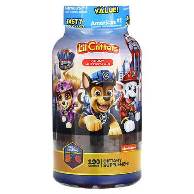 Paw Patrol The Movie, Gummy Multivitamin, Natural Fruit, 190 Gummies