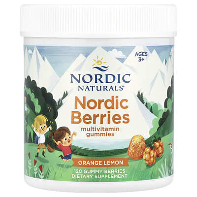 Nordic Berries мультивитаминные мармеладные конфеты, апельсин-лимон, 120 штук