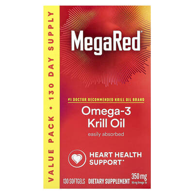 БАД MegaRed®, Omega-3 Krill Oil, Vanilla, 350 mg, 130 Softgels