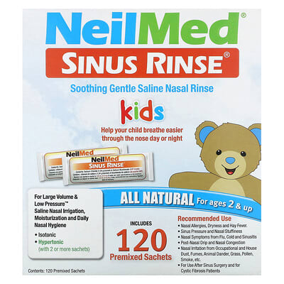 Детский раствор для промывания носа NeilMed Sinus Rinse®, для детей от 2 лет, 120 пакетиков по 0.037 oz (1.04 g)