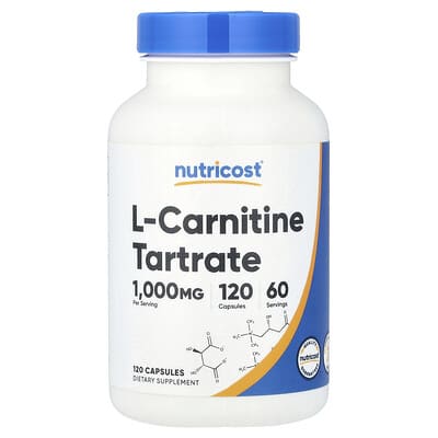 L-карнитин тартрат Nutricost, 120 капсул (500 mg на капсулу)