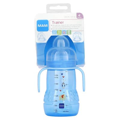MAM Бутылочка Trainer+, 4+ месяцев, Blue, 8 oz (220 ml)