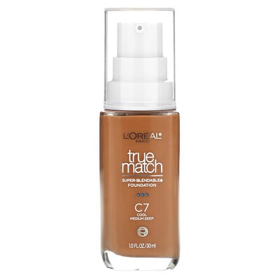 True Match, Super-Blendable Foundation, C7 Cool Medium Deep, 1 fl oz (30 ml)