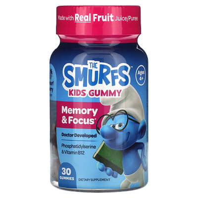 Kids Gummy, Memory & Focus, Ages 4+, Smurf Berry, 30 Gummies