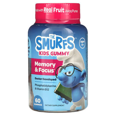 Детские мармеладные витамины Memory & Focus, Smurf Berry, 60 штук