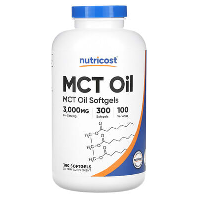 Nutricost MCT Oil, 300 мягких капсул (1,000 mg на капсулу)