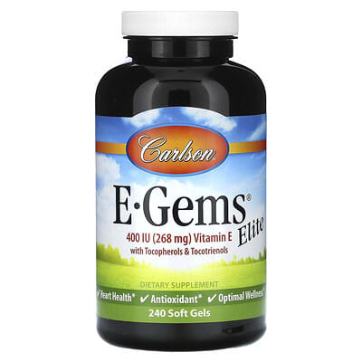 E-Gems® Elite Витамин E с токоферолами и токотриенолами, 240 мягких гелей