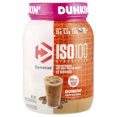 ISO100® Hydrolyzed, 100% Whey Protein Isolate, Dunkin’™ Cappuccino, 21.8 oz (610 g)