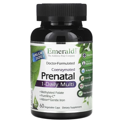 CoEnzymated Prenatal 1-Daily Multi, 60 вегетарианских капсул Emerald Laboratories