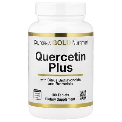 Quercetin Plus с кверцетином, витамином C, цитрусовыми биофлавоноидами, бромелайном и куркумой, 100 таблеток