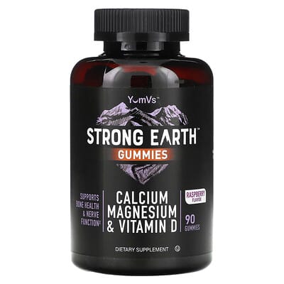 YumVs Strong Earth™ мармеладки с кальцием, магнием и витамином D, малина, 90 шт