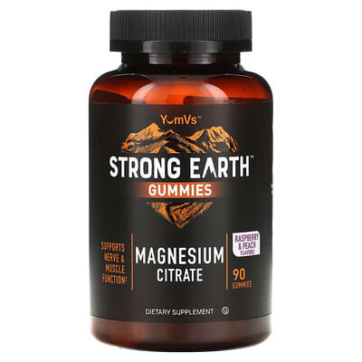 Strong Earth Gummies™, Magnesium Citrate, Raspberry, 90 Gummies