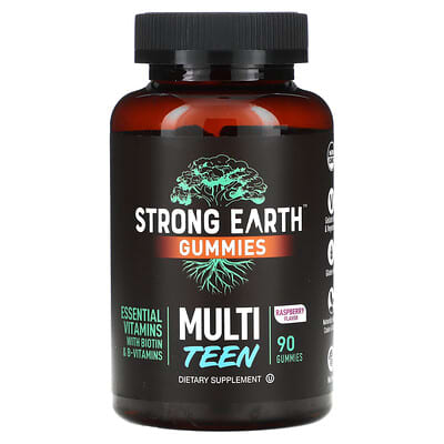 Strong Earth™ Gummies, мультивитамины для подростков, малина, 90 шт