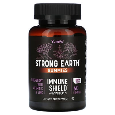 Strong Earth Gummies, Immune Shield с Sambucus, Berry, 60 Gummies