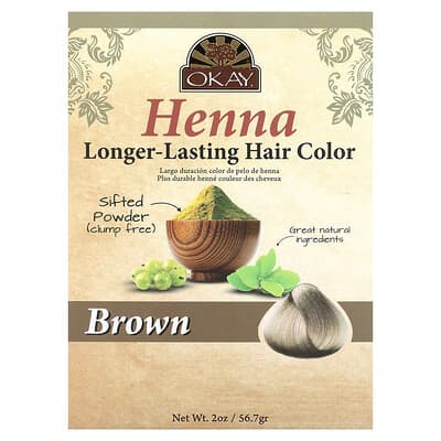 Okay Pure Naturals краска для волос Henna, коричневая, 2 oz (56.7 g)