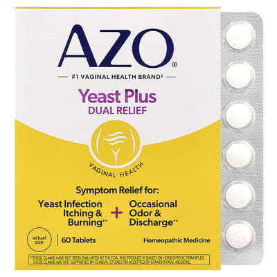 Yeast Plus AZO, двойное облегчение, 60 таблеток