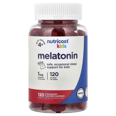 Kids, Melatonin, Ages 4+, Strawberry, 1 mg, 120 Gummies