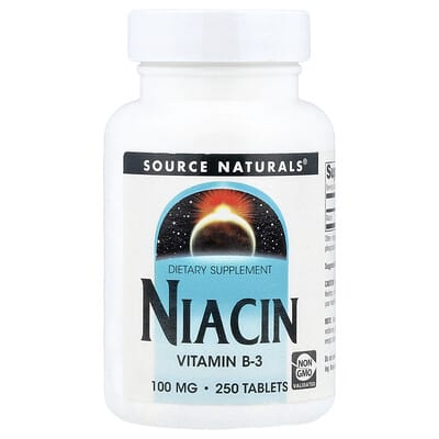 Source Naturals Niacin, 100 mg, 250 таблеток