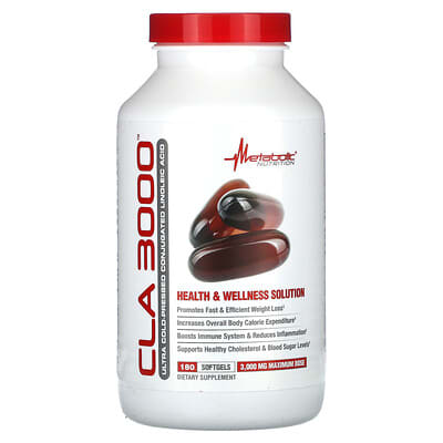 Metabolic Nutrition CLA 3000, 180 мягких капсул (1,000 мг в капсуле)