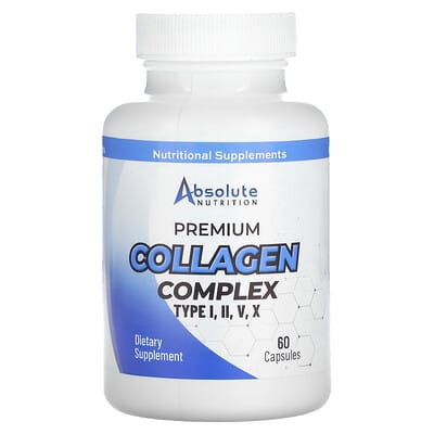 Absolute Nutrition Premium Collagen Complex, Type I, II, V, X, 60 капсул