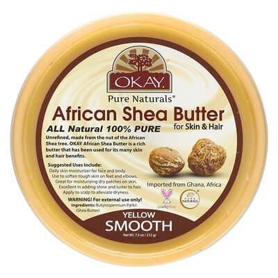 Масло ши Okay Pure Naturals для кожи и волос, 7.5 oz (212 g)