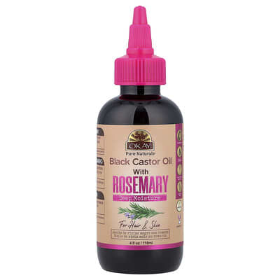 Okay Pure Naturals черное касторовое масло с розмарином для волос и кожи, 4 fl oz (118 ml)