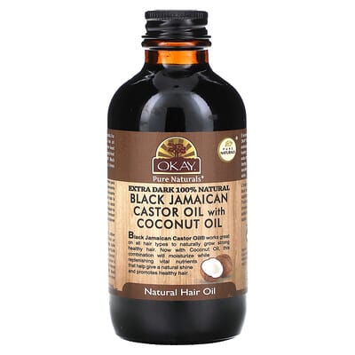 Черное касторовое масло Okay Pure Naturals Extra Dark для волос и кожи, 4 fl oz (118 ml)