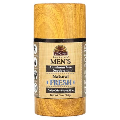 Мужской дезодорант без алюминия, прозрачный твердый, Fresh, 3 oz (85 g)
