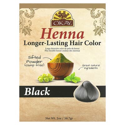 Okay Pure Naturals Хна, Краска для волос, Black, 2 oz (56.7 g)