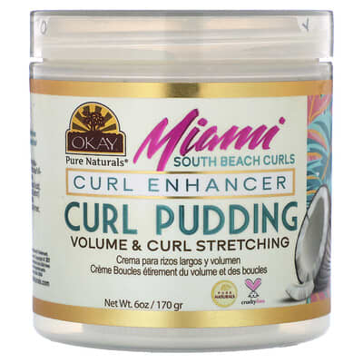 Okay Pure Naturals Кудрявый крем Miami South Beach Curls, Coconut, 6 oz (170 g)