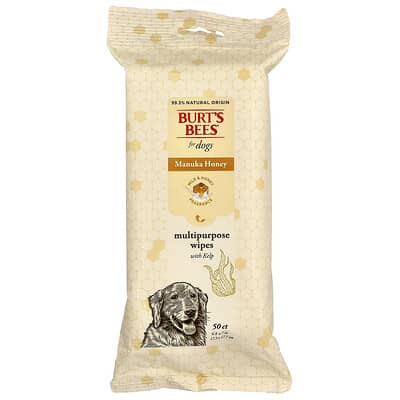 Burt's Bees Manuka Honey Multipurpose Wipes с Kelp, Для собак, Milk & Honey, 50 Wipes