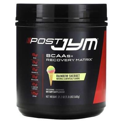 Аминокислоты Post JYM®, BCAAs + Recovery Matrix, Rainbow Sherbet, 600 g